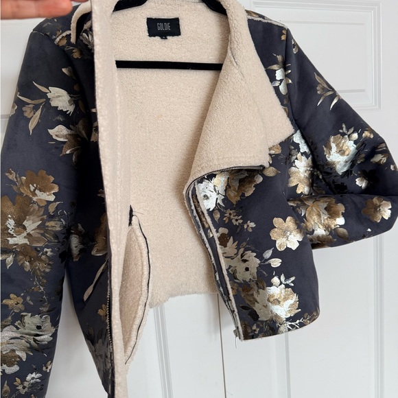 Goldie Black and White Label Asymmetrical teddy bear jacket size M - Picture 4 of 7